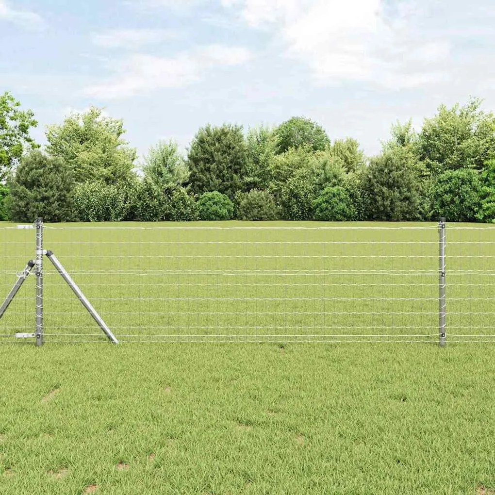 vidaXL Cerca Euro com 7 postes 0,6 x 10 m em aço galvanizado