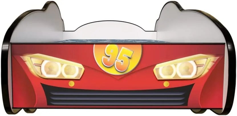 Cama Infantil Crianças C/ LEDs E Oferta Colchão Espuma Racing Car Herois 160 x 80 - Faisca Mcqueen VERMELHO
