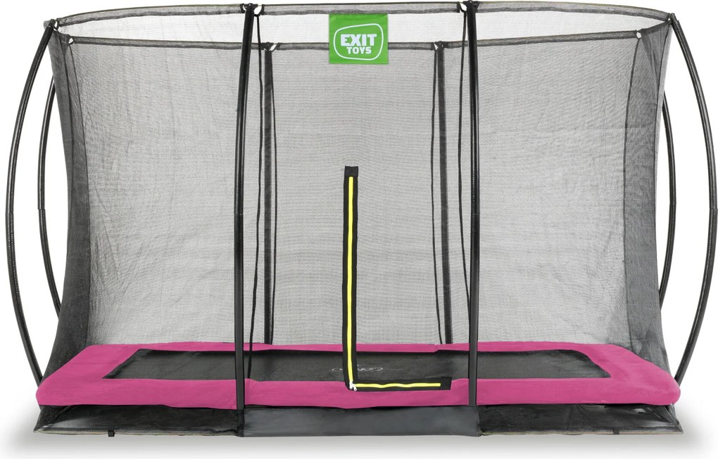 Trampolim retangular de solo Silhouette 214 x 305 cm com rede de segurança - rosa