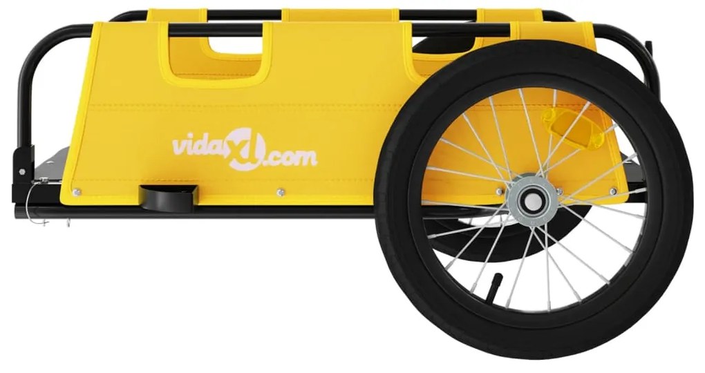 Reboque de bicicleta tecido oxford/ferro amarelo