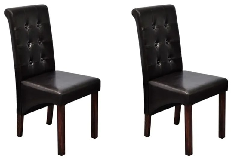 Cadeiras de jantar 2 pcs couro artificial castanho