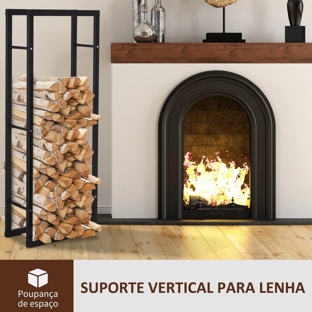 Suporte para Lenha de Metal Porta Lenha Metálico para Interior e Exter