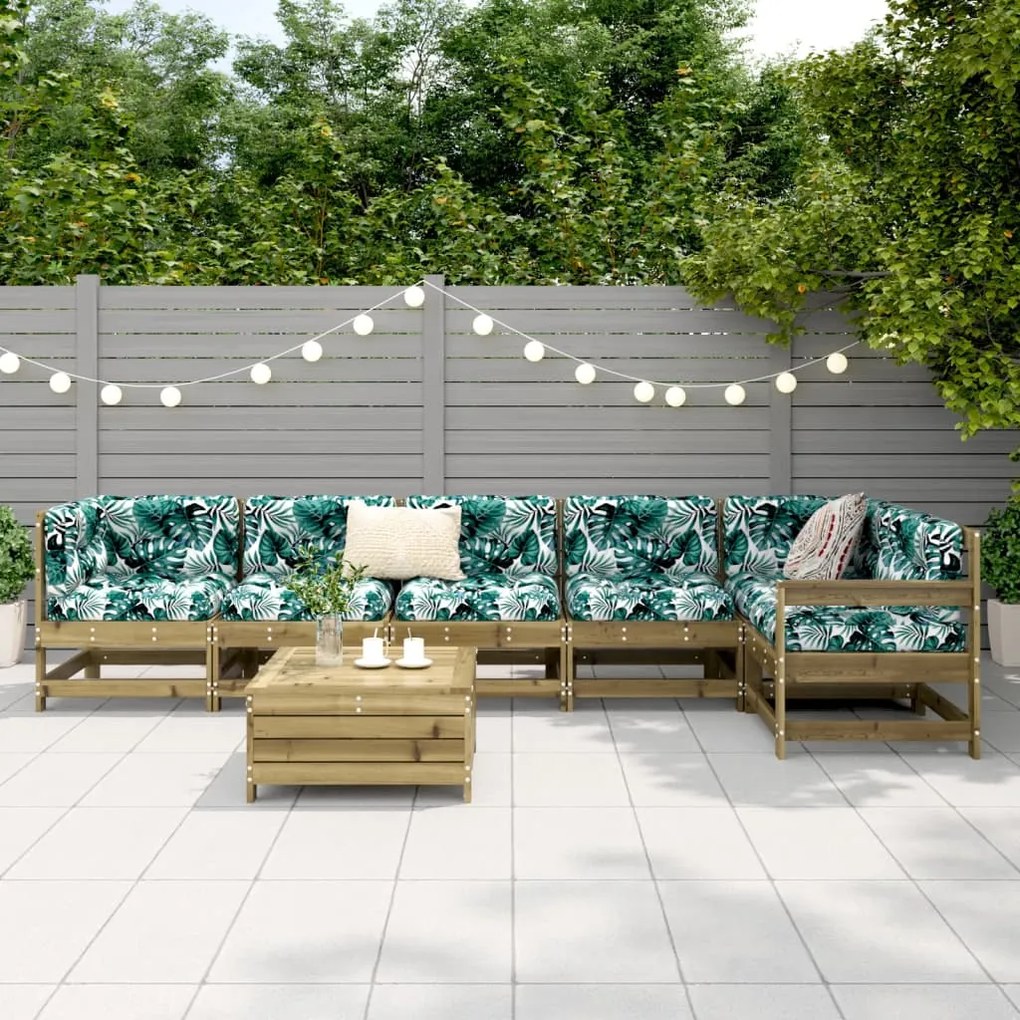 7 pcs conjunto sofás jardim madeira de pinho impregnada