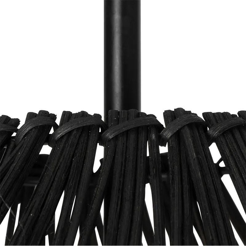 Candeeiro de pé rústico preto com vime - Sam