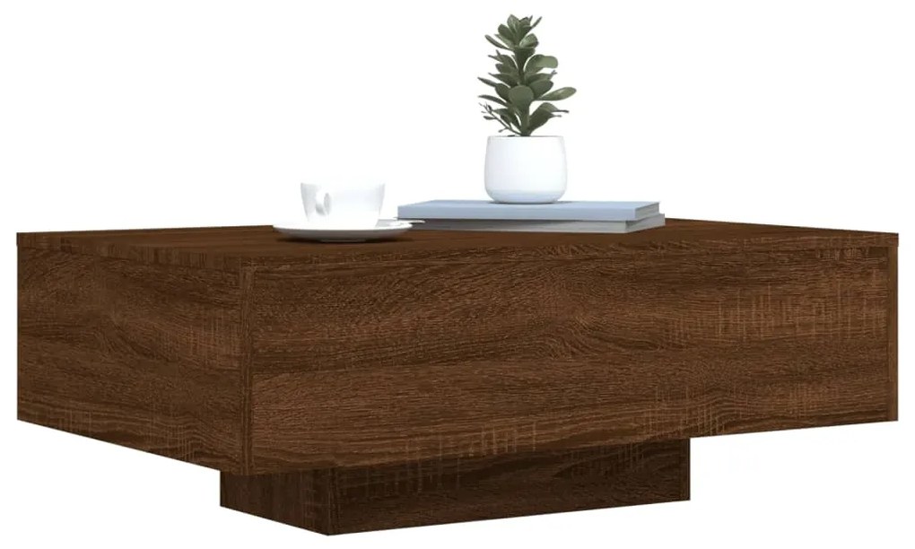 Mesa de centro com luzes LED 85x55x31 cm carvalho castanho