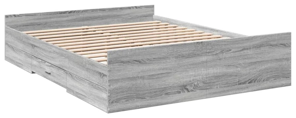 Estrutura de cama c/ gavetas derivados madeira cinza sonoma
