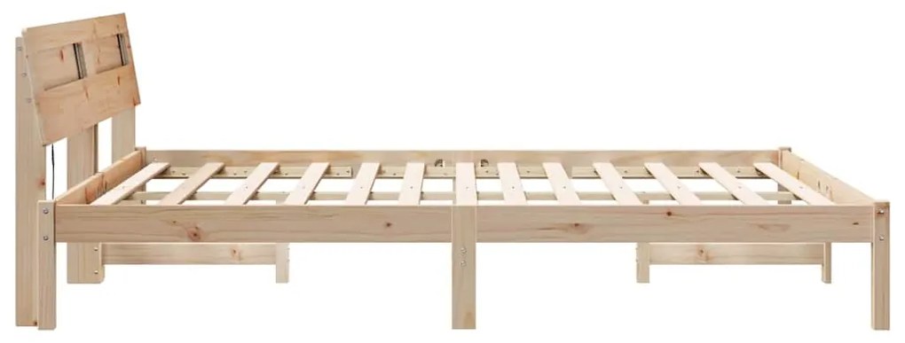 Estrutura da Cama com luzes de tira LED com cabeceira Castanho 140 x 2