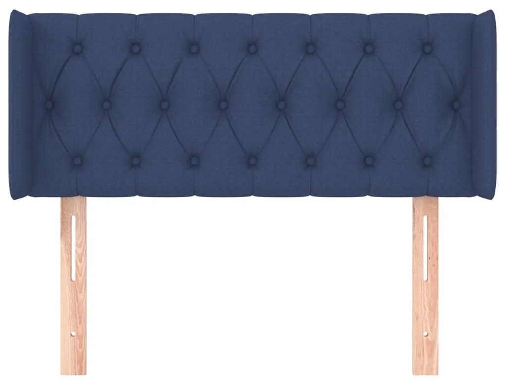 Cabeceira de cama c/ abas tecido 103x16x78/88 cm azul