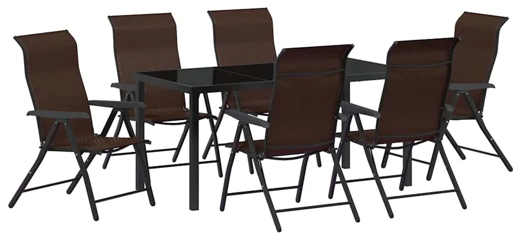 Conjunto de Jantar de Jardim 7 Peças em Rattan Sintético Marrom