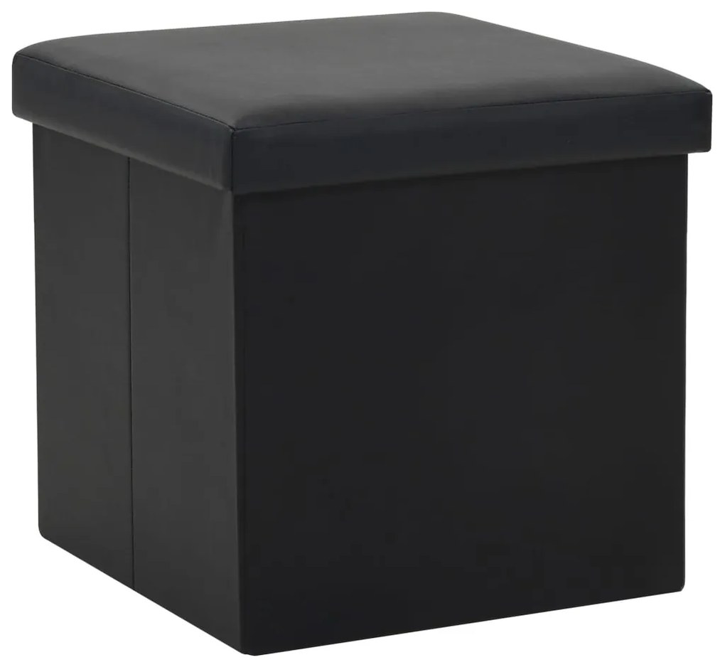 Bancos de arrumação dobráveis 2 pcs couro artificial preto