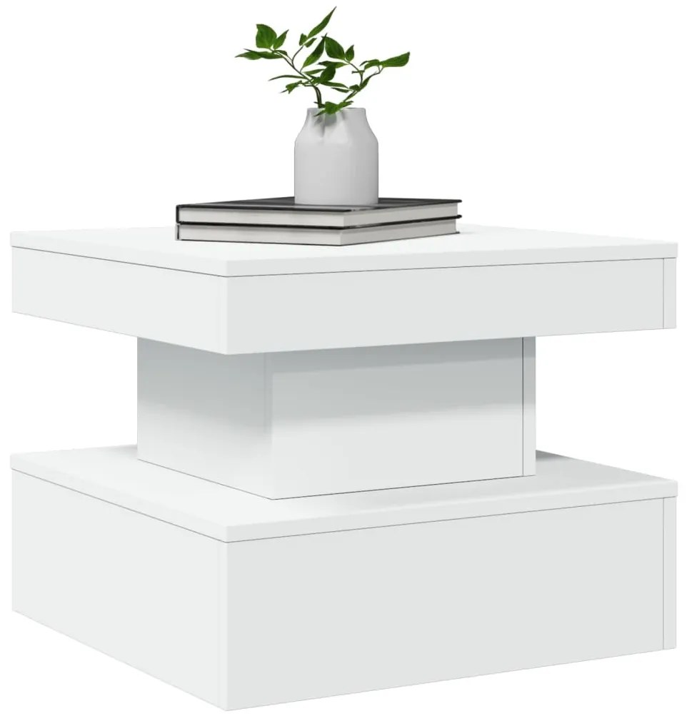 Mesa de centro com luzes LED 50x50x40 cm branco