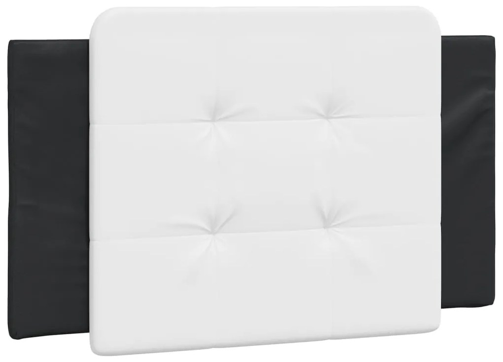 Estrutura cama c/ cabeceira couro artif. 80x200 cm preto/branco