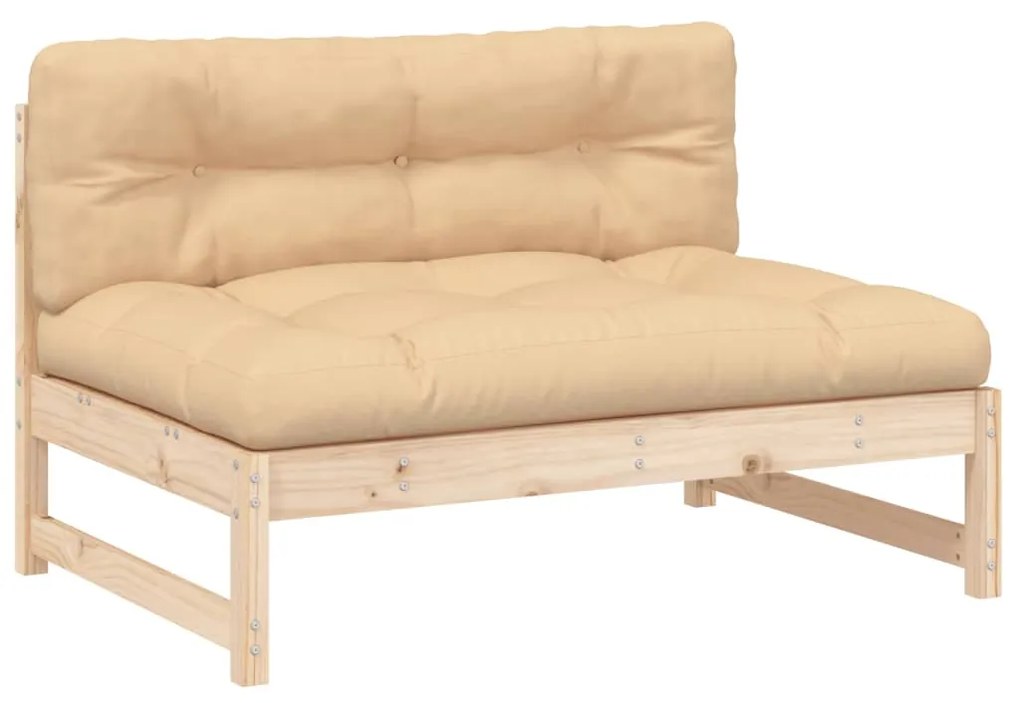 2 pcs conjunto lounge de jardim com almofadões madeira maciça