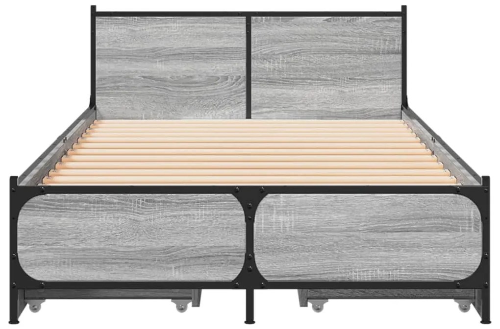Estrutura de cama c/ gavetas derivados madeira cinza sonoma