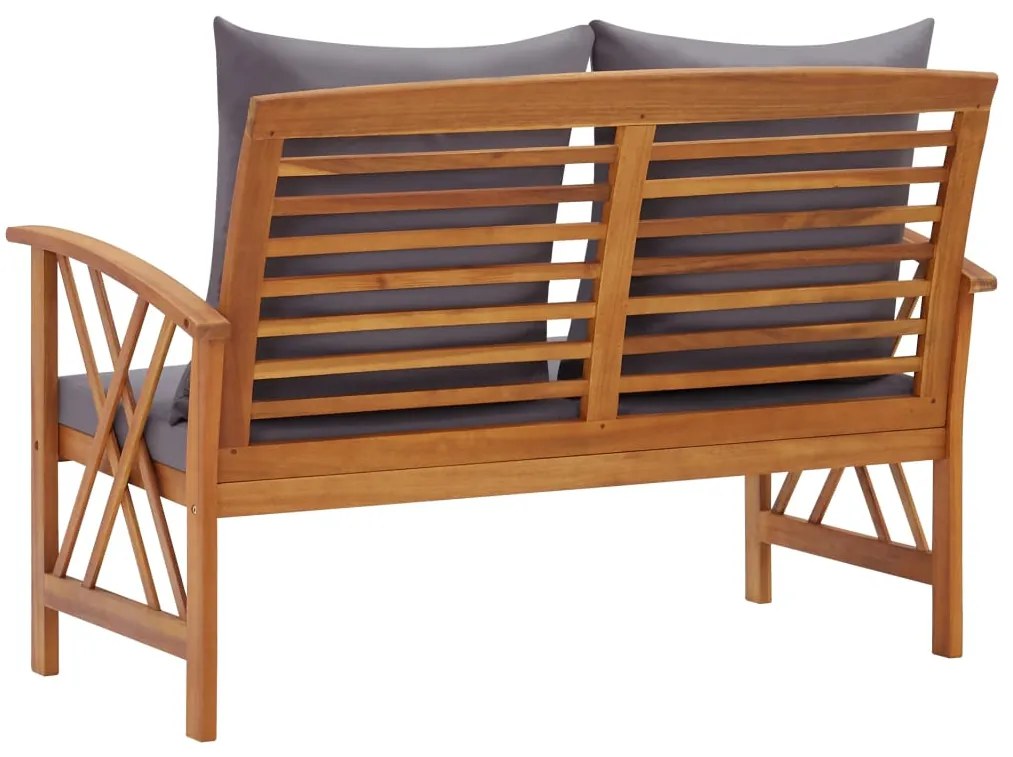 Banco de jardim c/ almofadões 119 cm madeira de acácia maciça