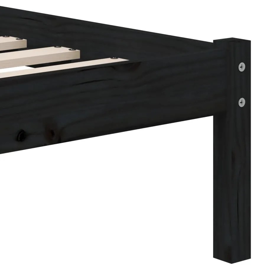 Estrutura de cama 100x200 cm madeira de pinho maciça preto