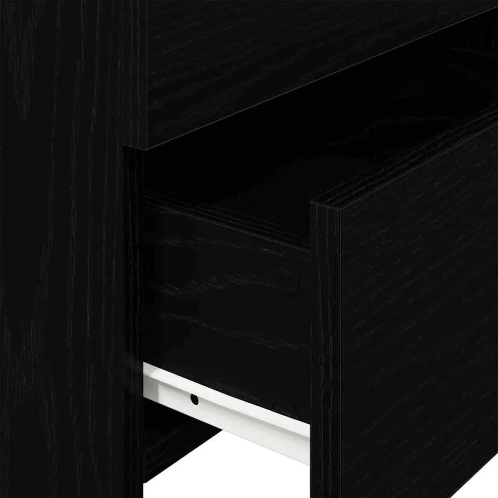 Mesa de cabeceira com 2 gavetas preta 40x36,5x62 cm
