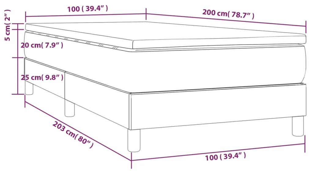 Cama com molas/colchão 100x200 cm veludo cinza-escuro