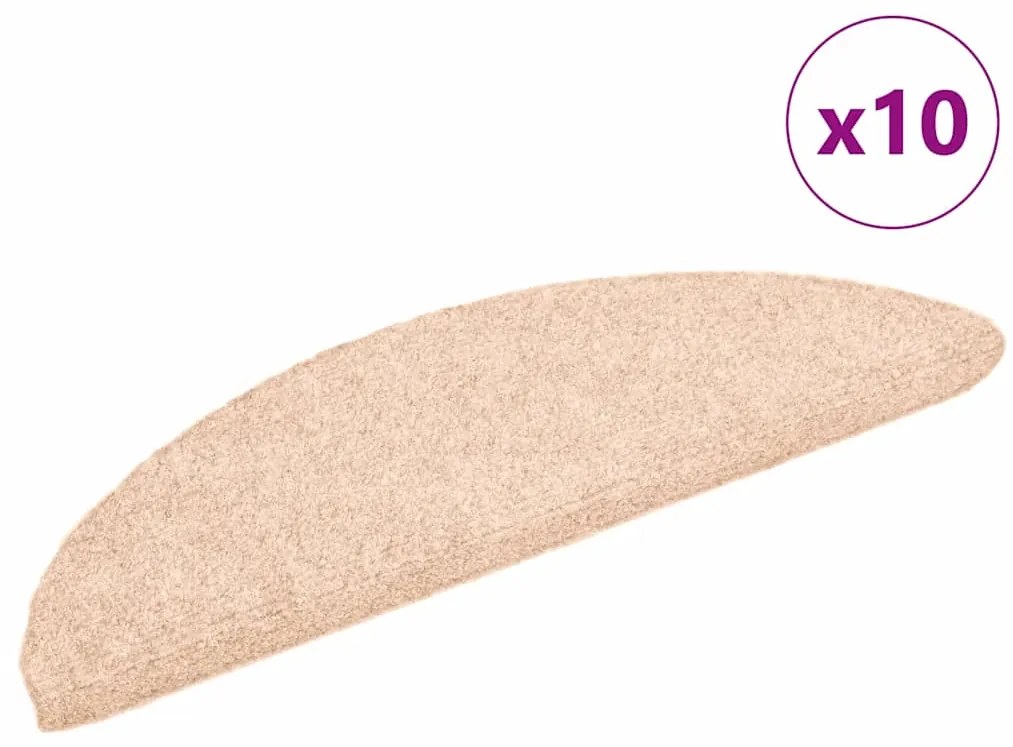 Tapetes escada autoadesivos 10 pcs 56x17x3 cm agulhado creme