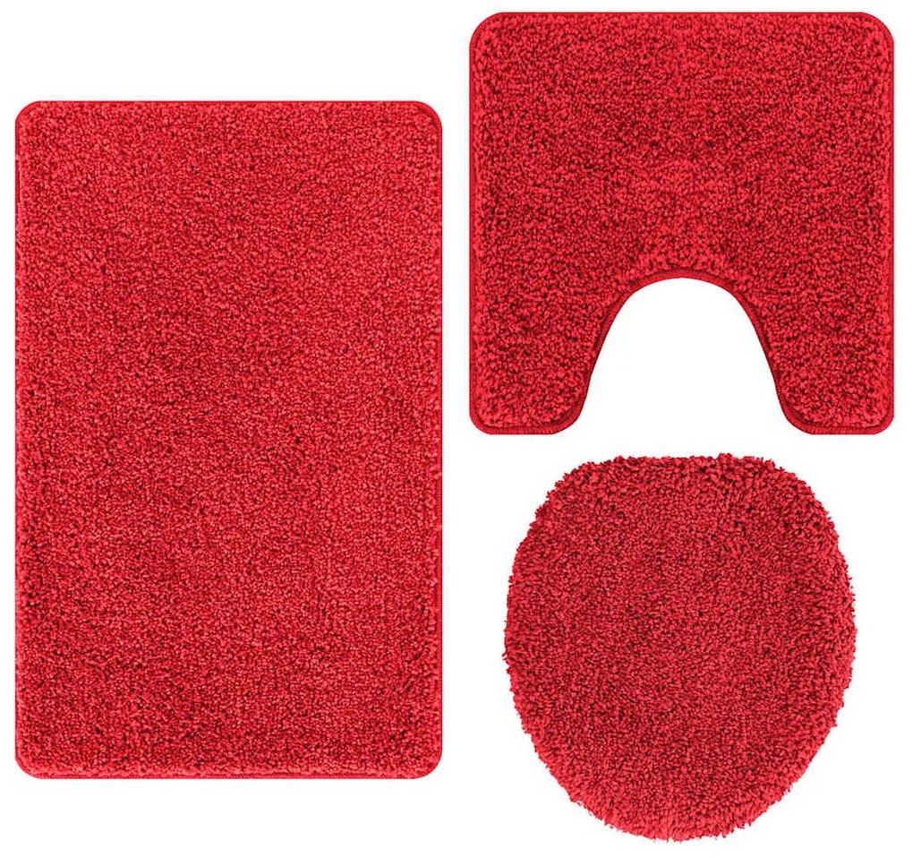 Conjunto de Tapetes de Banho 3 Peças VidaXL Vermelho Polipropileno Ant