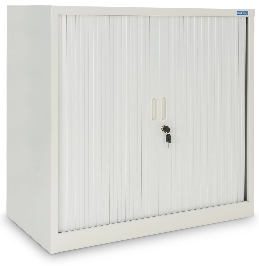 Armário de Escritório com Portas de Persiana - Branco, Compacto e Elegante 800x800x420mm