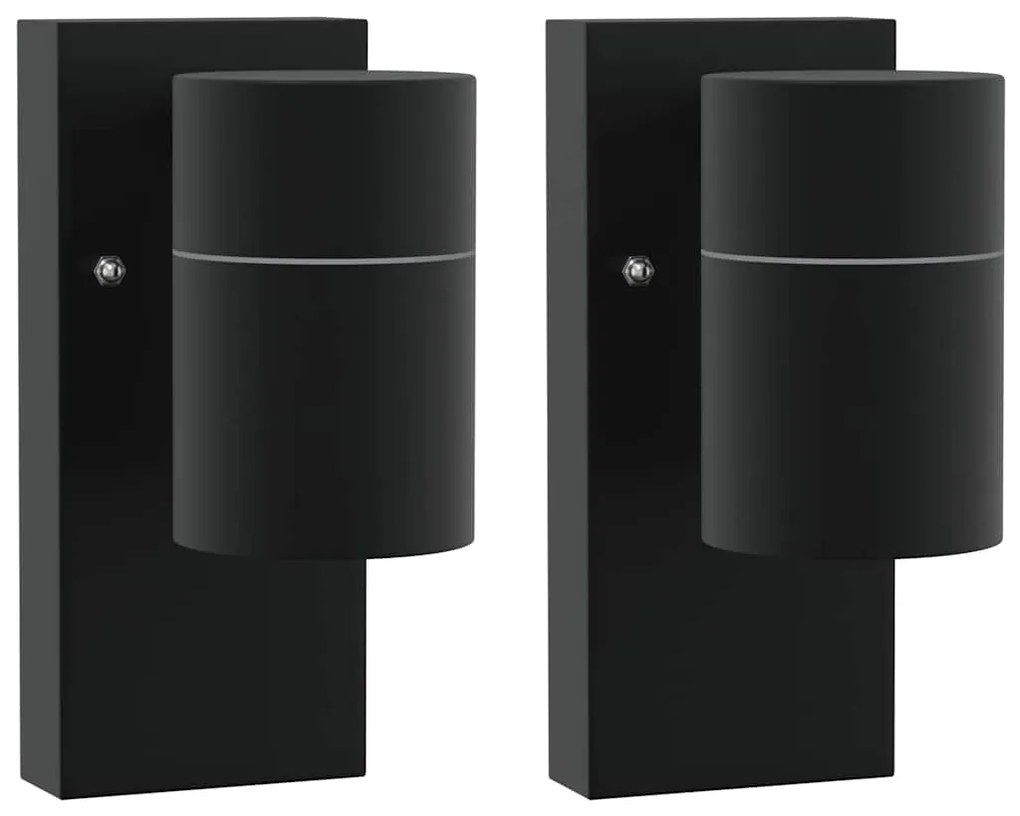 Luzes de Parede Externas 2 pcs Preto Aço Inoxidável IP44