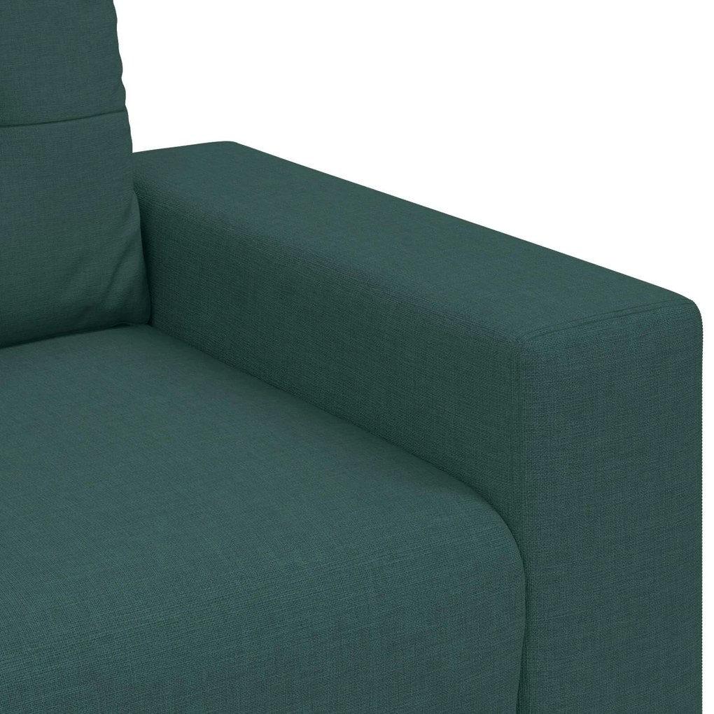 Conjunto de Sofá de 3 Peças com Almofadas - Tecido Verde Escuro