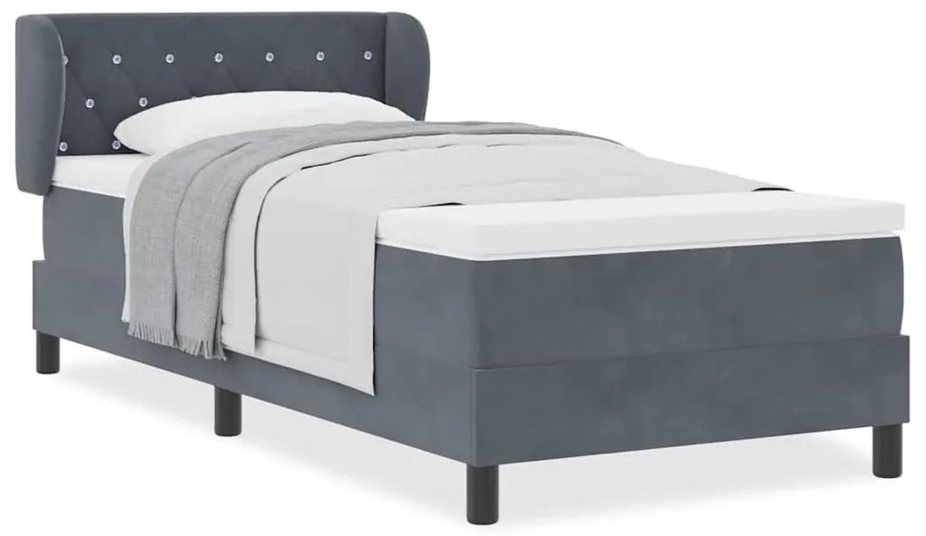 Camas Box com Colchão vidaXL Cinza Escuro 90x190 cm em Veludo