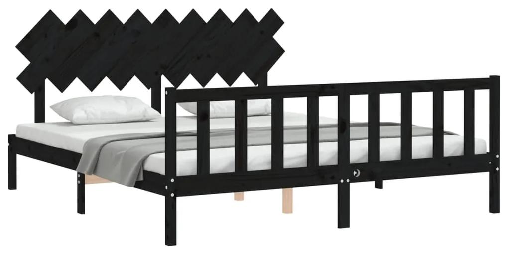 Estrutura cama Super King Size c/cabeceira madeira maciça preto