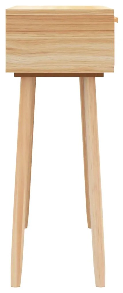 Mesa consola 80x30x75 cm pinho maciço e vime natural castanho