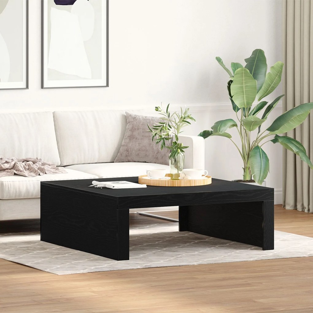 Mesa de Café de Carvalho Preto - 100x100x35 cm Feita de Madeira Recons
