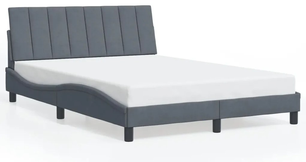 Estrutura de cama c/ luzes LED 140x200cm veludo cinzento-escuro