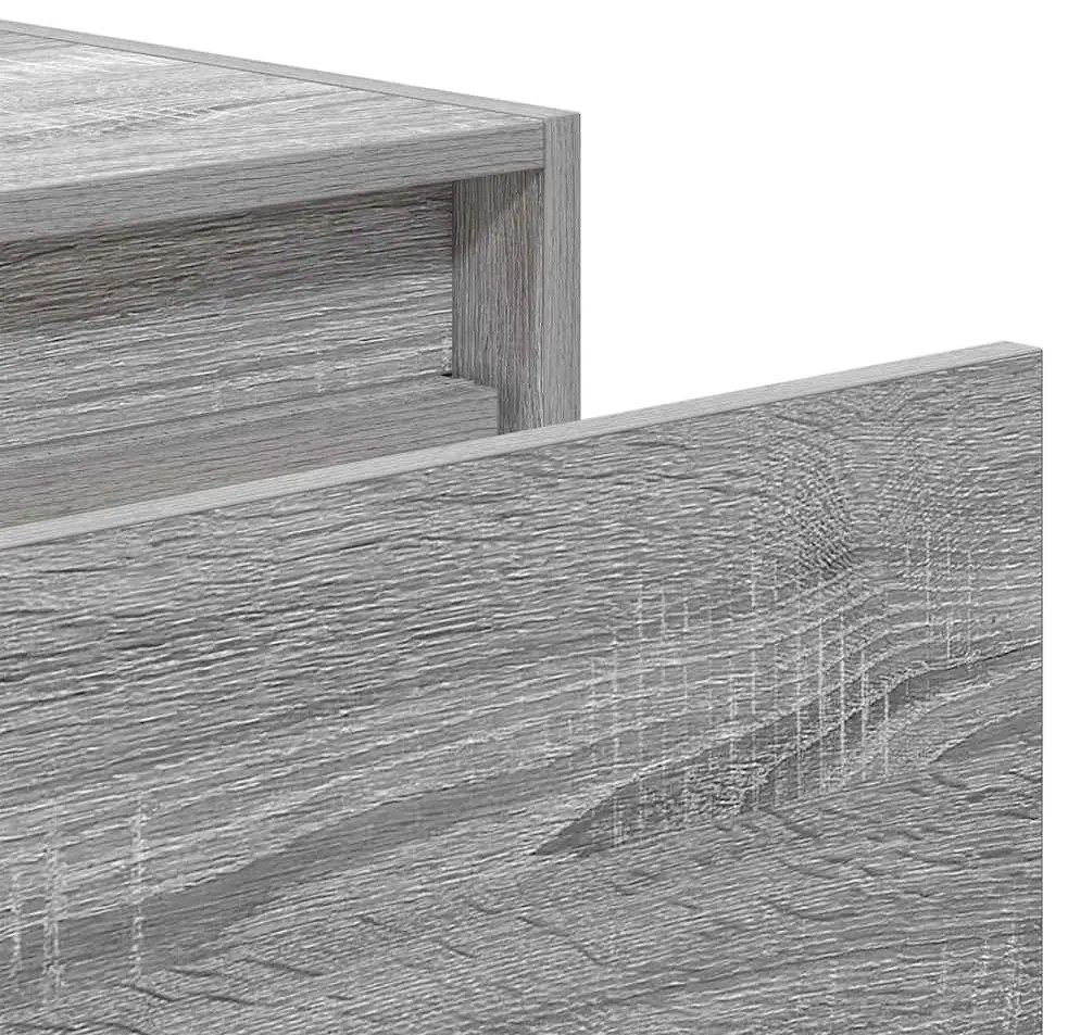 Mesa de cabeceira de parede com luzes LED cinzento sonoma