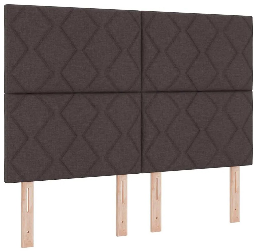 Cama Box Spring com Colchão &amp; Banco Castanho Escuro 140x200 cm Tecido