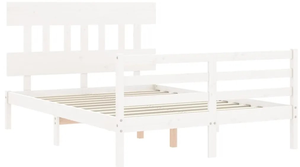 Estrutura de cama com cabeceira 140x200cm madeira maciça branco
