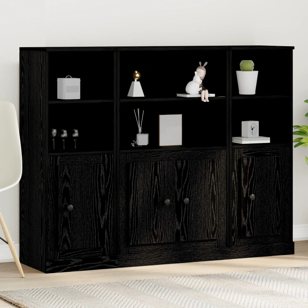 vidaXL Armário Alto Carvalho Preto 132x35,5x103,5 cm Madeira de engenharia