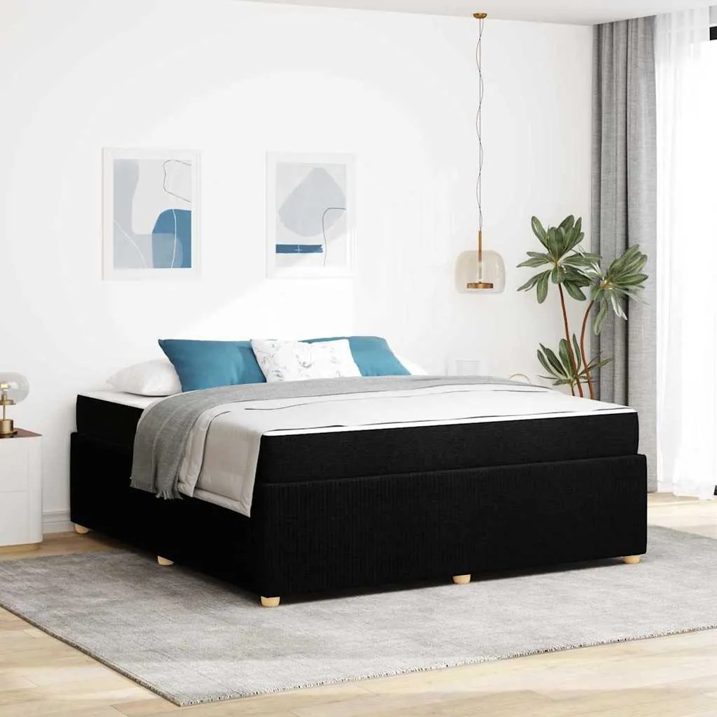 vidaXL Estrutura da Cama com colchão Preto 180 x 200 cm tecido