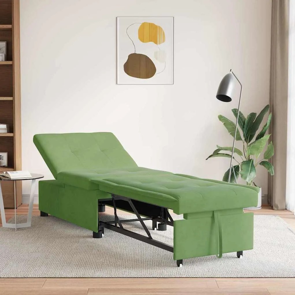 vidaXL Sofá-Cama Verde Claro 194 x 67 x 82 cm Veludo
