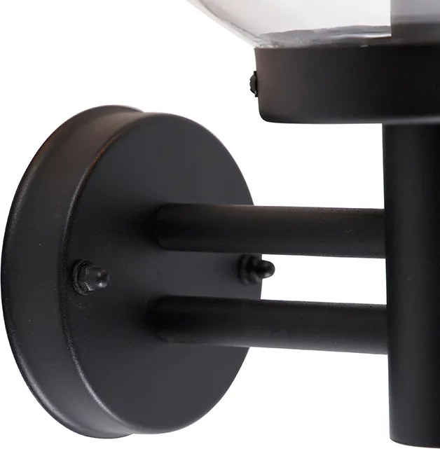 Candeeiro de Parede Exterior Preto com Esfera de Plástico IP44 Aço Inoxidável - Sfera