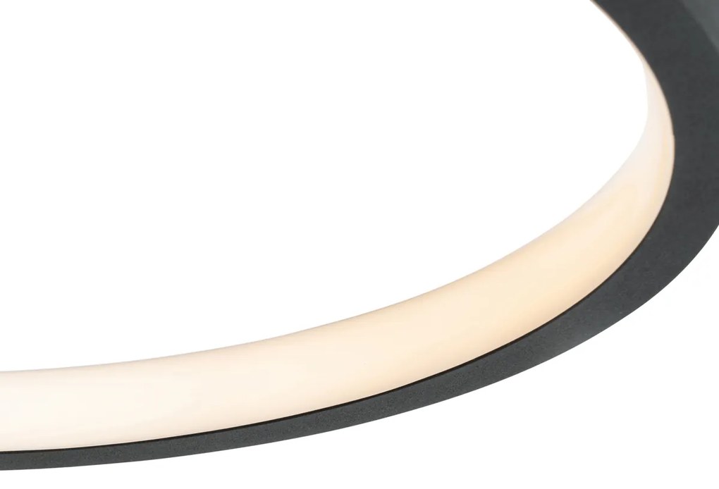 Plafon Moderno Preto com Madeira Incl. LED Regulável em 3 Níveis - Alec Moderno