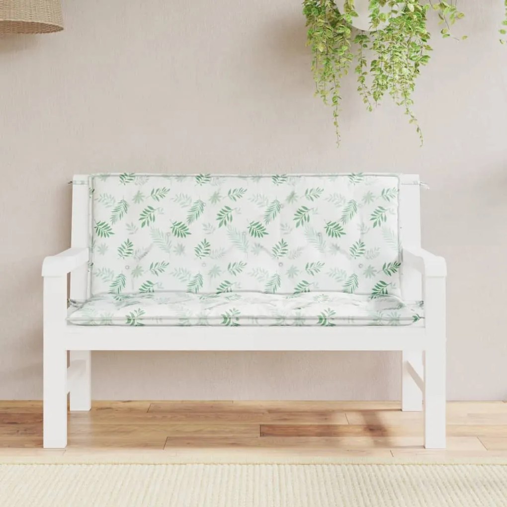 361693 vidaXL Almofadões banco jardim 2 pcs 120x50x7 cm tecido padrão folhas