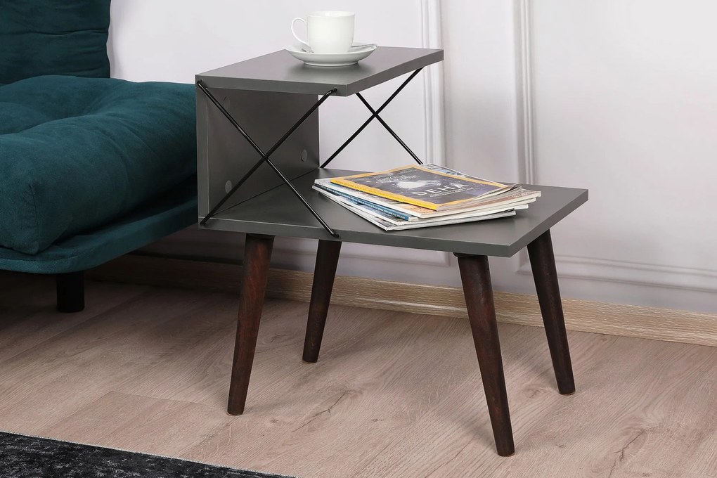 Mesa de Cabeceira Cross – Antracite – 50x55x40 cm