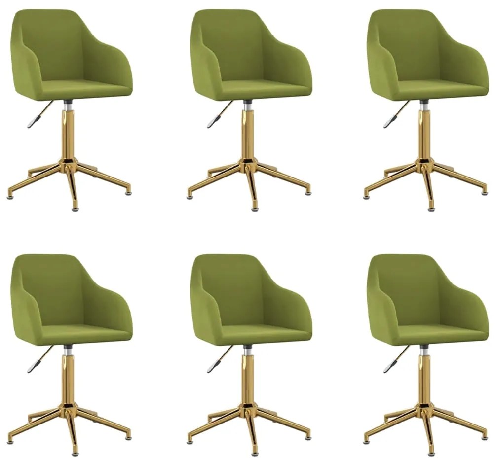 vidaXL Cadeiras de jantar giratórias 6 pcs veludo verde-claro