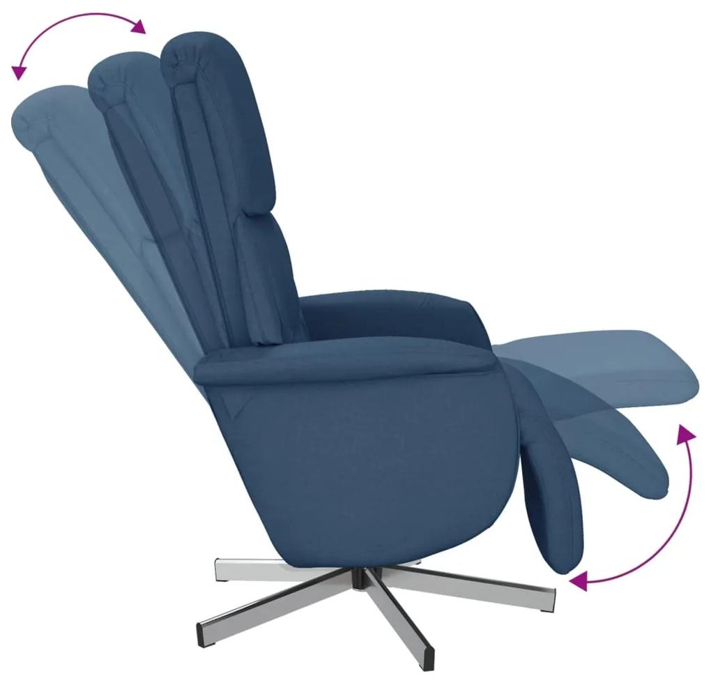 Cadeira reclinável c/ apoio de pés tecido azul