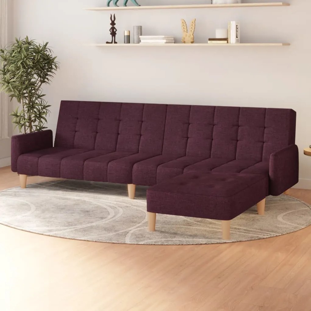 vidaXL Sofá-cama de 2 lugares com apoio de pés tecido roxo
