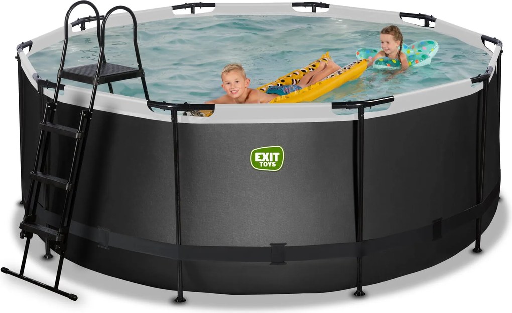 Piscina redonda Black Leather  ø360x122cm com bomba de filtro de areia - preta