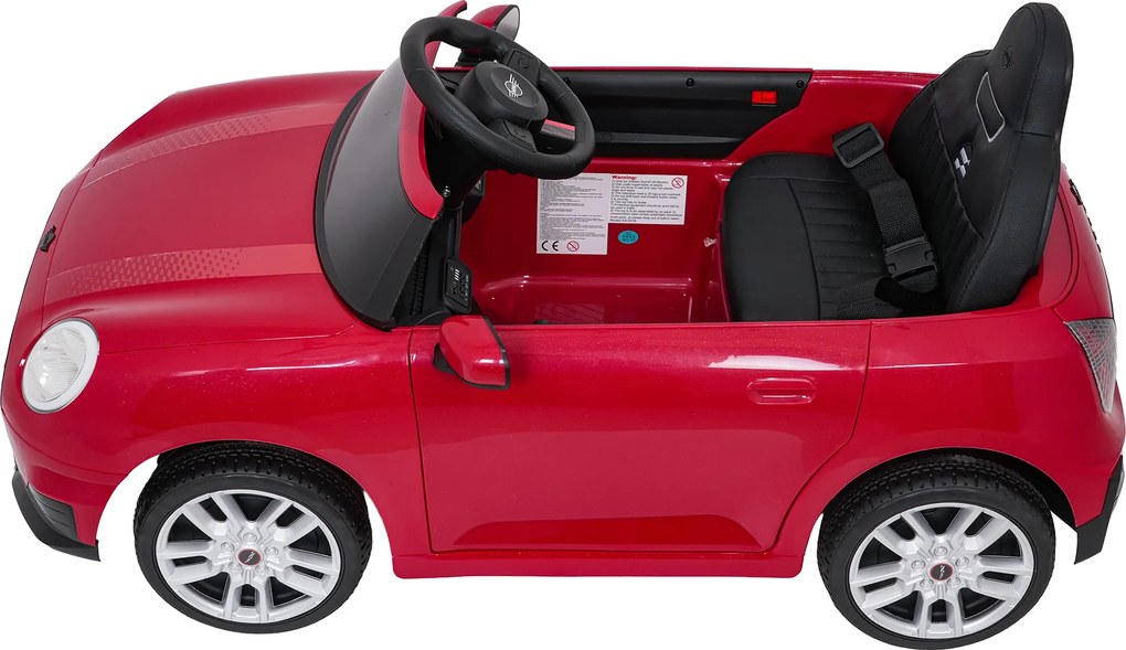 Carro elétrico para Crianças Mini Cooper 12V, Rodas Eva, Assento Couro ecológico Vermelho