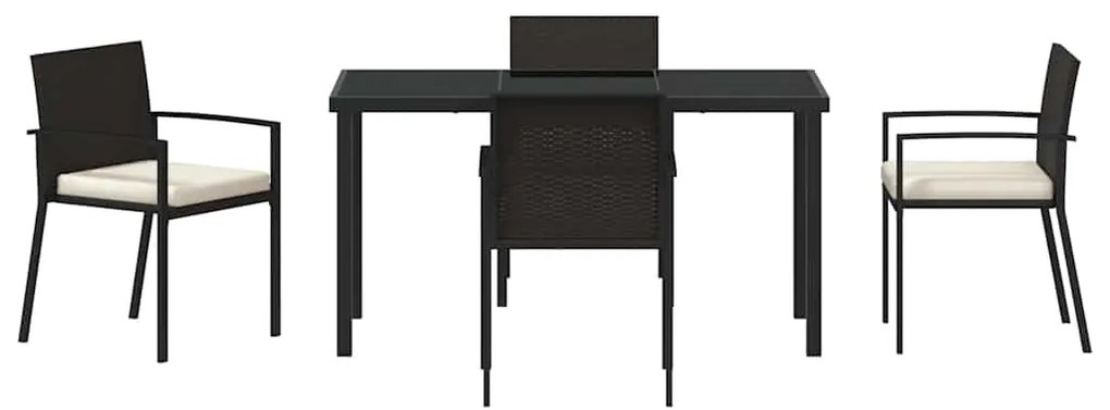 Conjunto de Jantar para Jardim de 5 Peças Preto Rattan Sintético