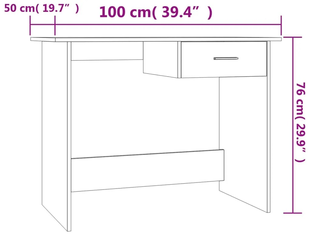 Secretária Simple. com 1 Gaveta de 100 cm - Castanho - Design Minimali