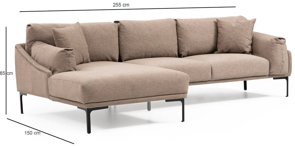 **** Sofá de Canto Leo Corner – Mocha – 255 x 150 cm
**